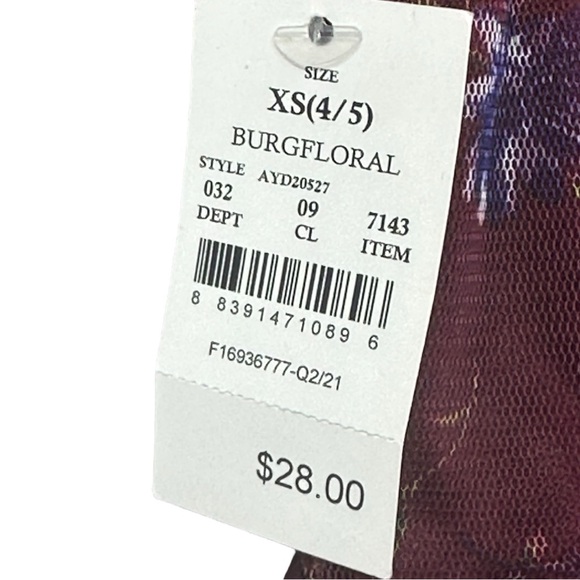 Zenzi Girls Sleeveless Ruffle Shoulder Party Dress Burgundy Floral Size XS(4/5) - Picture 11 of 11